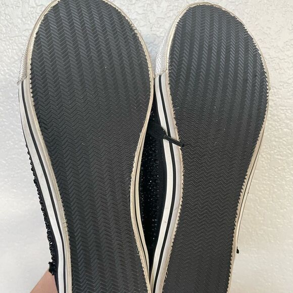 Black Crystal Studded Sneakers Shoes 9.5 - Picture 7 of 8